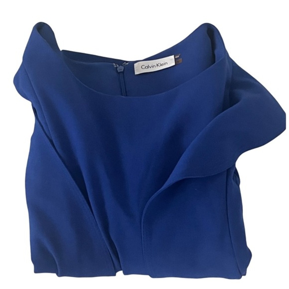 Calvin Klein Royal Blue‎ Ruffle Sheath Dress Fits S - Picture 6 of 9